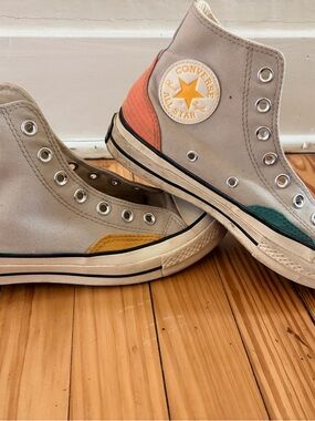 Converse White Canvas Inner Label Detailing with Red Stitch Accents